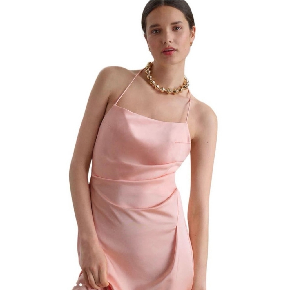 Significant Other Square Neck Satin Midi Dress